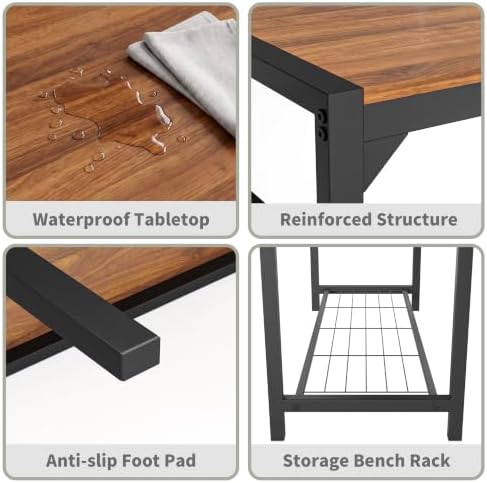 Dining Table Set for 4 with Bench, 4 Pieces Kitchen Table and Chairs, Space-S...