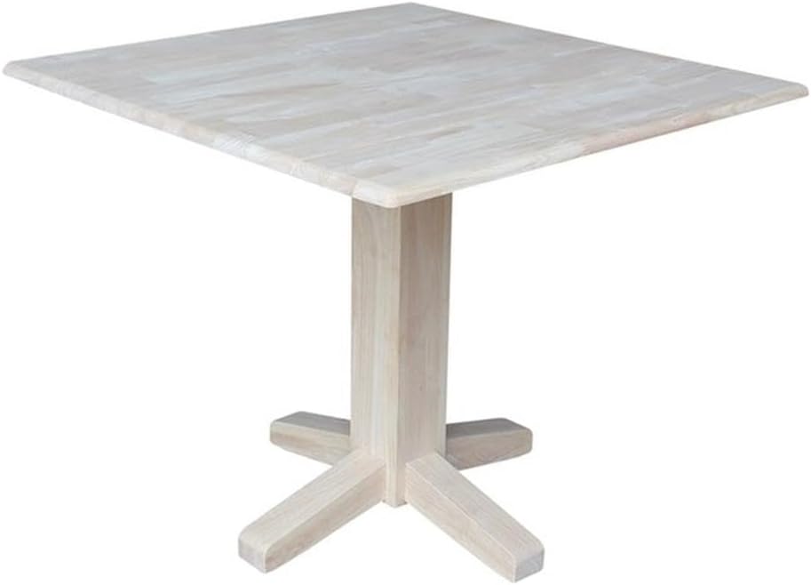 IC International Concepts 36" Solid Wood Square Dual Drop Leaf Dining Table