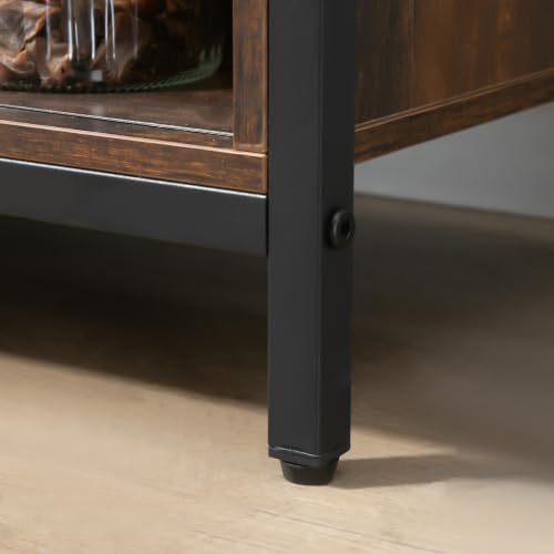 HOMCOM Industrial Buffet Cabinet, Sideboard, Coffee Bar Table with Sliding Ba...