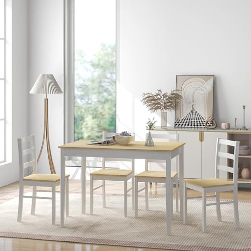 GIANTEX 5-Piece Dining Table Set for 4, 45" Rectangular Kitchen Table an...