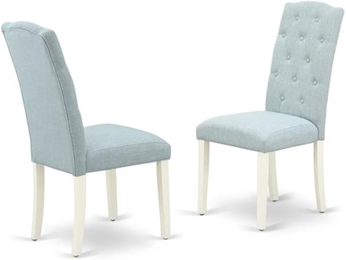East West Furniture X077CE215-6 6 Piece Dining Table Set Contains a Rectangle Dining Room Table and 4 Baby Blue Linen Fabric Parson Chairs with a Bench, 40x72 Inch, Multi-Color