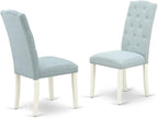 East West Furniture DOCE9-LWH-15 9 Piece Dining Table Set Includes a Rectangle Dining Room Table with Butterfly Leaf and 8 Baby Blue Linen Fabric Parsons Chairs, 42x78 Inch, Linen White
