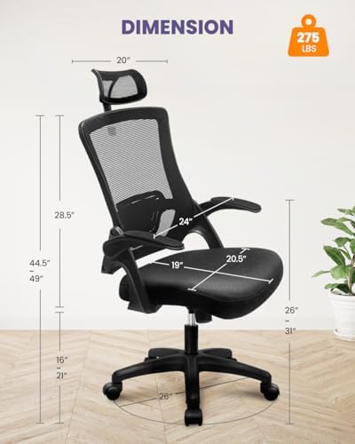 NEO CHAIR Office Desk Chair with Ergonomic High Back Headrest, Mesh Black