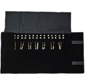 Velet Travel Jewelry Case Roll Bag Organizer for Necklace Bracelet Black Gray Velvet (Black with elastic)