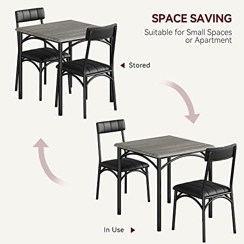 GAOMON Dining Table Set for 2, Kitchen Table and Chairs for 2 with Upholstere...