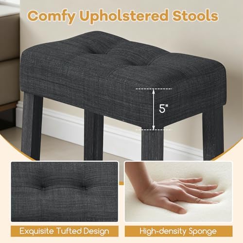 COSTWAY 3-Piece Wooden Bar Table Set with Charging Station