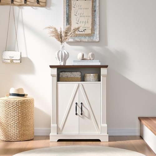 BuildHom 24" Farmhouse Storage Cabinet with Barn Doors, Coffee Bar Cabinet