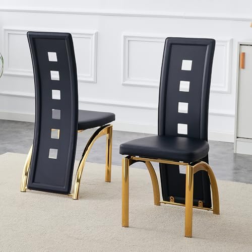 Dining Chairs Set of 2, Upholstered Kitchen Chairs | Faux Leather Cushion and...