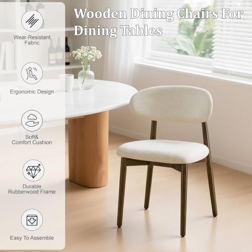 Dining Chairs Set of 4 Mid Century Modern Chenille Fabric Upholstered Kitchen...