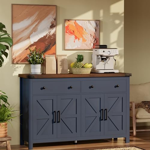 VVFLU 55'' Buffet Cabinet with Storage, Farmhouse Kitchen Storage Cab...