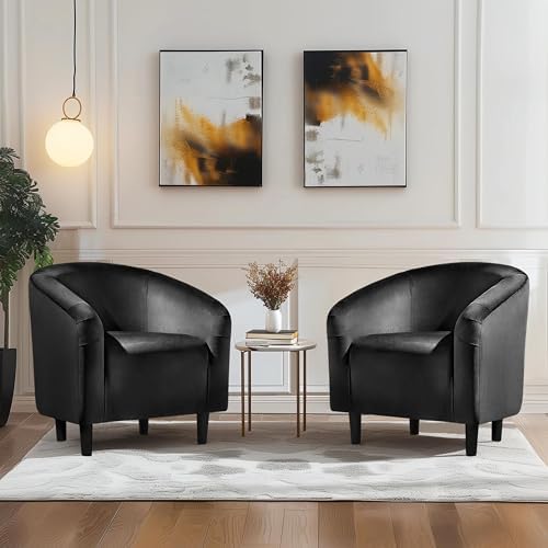 Yaheetech Compact Velvet Accent Chairs Set of 2 for Small Spaces, Black | Com...