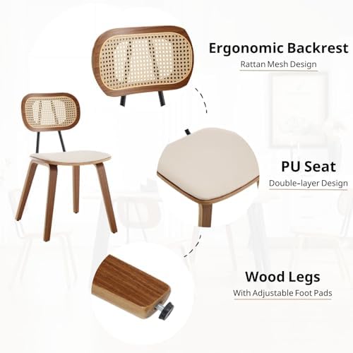 HEAH-YO Modern Dining Chairs Set of 4, Upholstered Faux Leather Dining Room C...