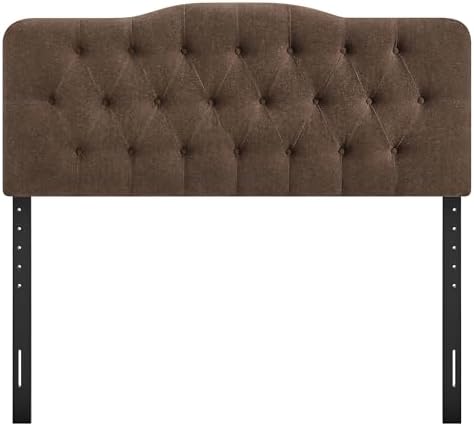 Modway Annabel Premium Linen Blend Queen Headboard in Cocoa - Soft Fabric Hea...