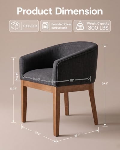 HNY Barrel Dining Chairs Set of 4, Mid Century Modern Upholstered Dining Chai...