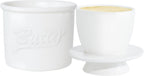 Butter Crock for Counter with Water, French Butter Keeper for Spreadable Butter Ceramic Butter Dish with Lid for Countertop, Butter Container Holder, Home Kitchen Decor (White, M)
