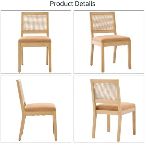 French Country Dining Chairs Set of 6, Amber Wood Kitchen & Dining Room C...