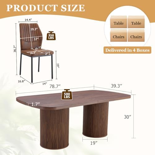 79" Dining Table Set for 8,Large Rectangular Kitchen Table Set for 8 wit...