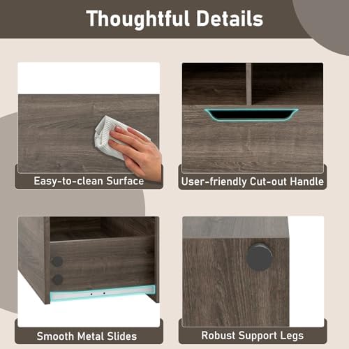 GIANTEX Bookshelf with 4 Cubes & 2 Drawers, 51” Tall Floor Bookcase with ...