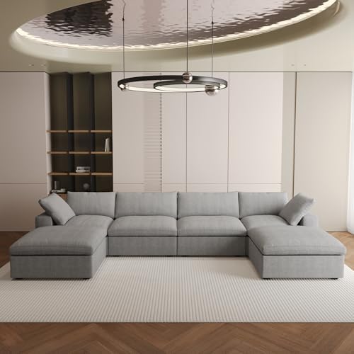 JACH U-Shaped Couches for Living Room, 6-Seats Modular Convertible Sectional ...