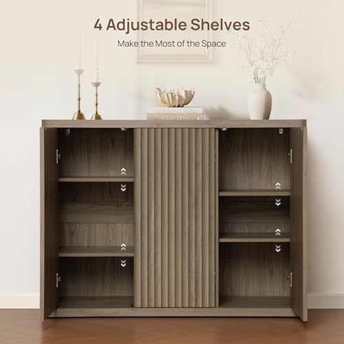 SICOTAS Buffet Cabinet with Storage Sideboard with 3 Doors Modern 46.6" ...