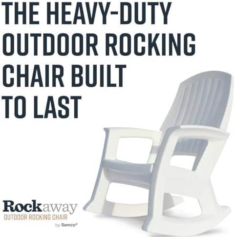 Semco Rockaway Heavy Duty All Weather Patio or Deck Rocking Chair, Green | Polyethylene Outdoor Rocker with Backrest and Armrests for Porch, Deck, and Patio