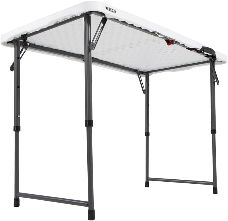 LIFETIME Fold-in-Half Adjustable Folding Table, 4 Foot