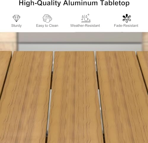 PURPLE LEAF 9 Pieces Patio Dining Set with Longer Aluminum Table, Teak