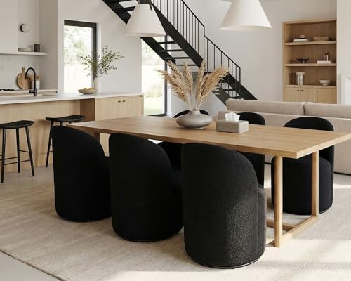 HNY Upholstered Swivel Dining Chairs Set of 4, Mid Century Modern Kitchen Rou...