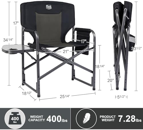 TIMBER RIDGE Aluminum Oversized Camping Chair, Lightweight Portable Directors...