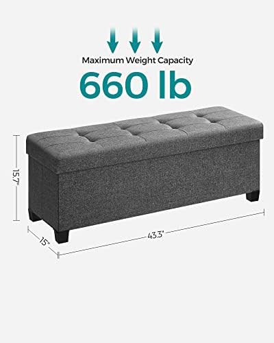 SONGMICS Storage Ottoman Bench, Foldable Foot Rest with Legs | End of Bed Ben...