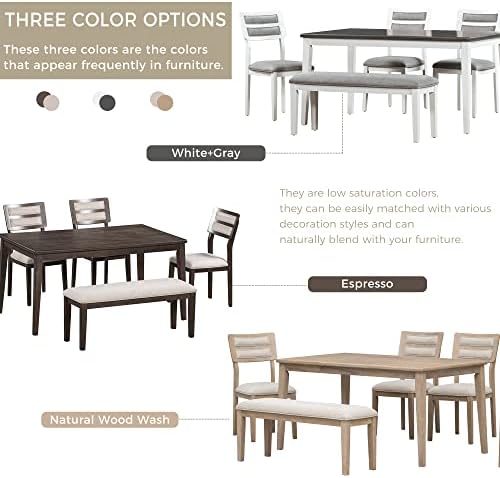 Harper & Bright Designs Kitchen Dining Table Set for 6, Classic and Tradi...