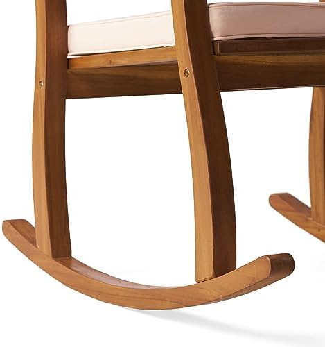 Christopher Knight Home Selma Acacia Rocking Chairs with Cushions, 2-Pcs Set,...