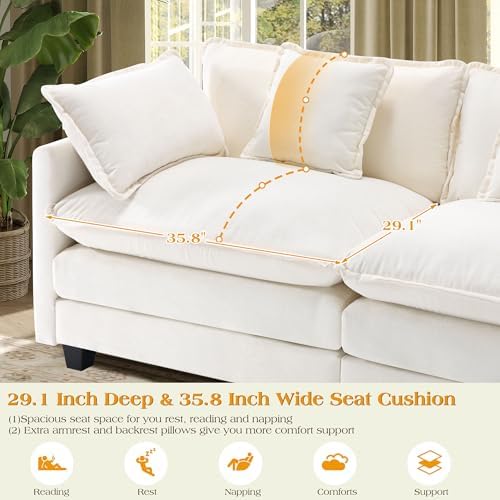 Hanherry Modular Sectional Sofa,Cloud Couch for Living Room,Modern Deep Seat ...