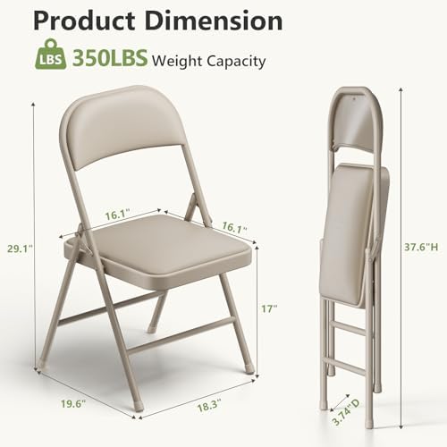 Folding Table and Chairs Set for 4, 4FT Adjustable Height Plastic Folding Tab...