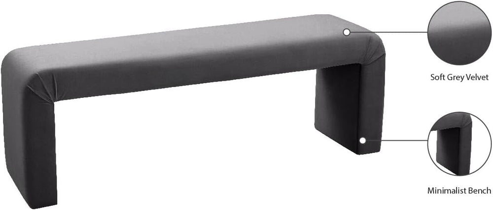 Meridian Furniture Minimalist Collection Modern | Contemporary Velvet Upholst...