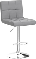 Yaheetech Bar Stools Set of 4, PU Leather Adjustable Barstools, Modern Counter Stools with Back and Footrest, Counter Height Barstools for Bar, Kitchen, Dining Room, Light Gray