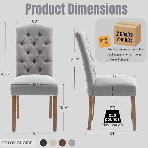 Tufted Dining Chair Fabric Button Upholstered Modern Kitchen Diner Set of 4