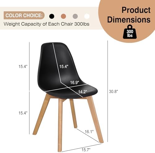 VECELO Dining Chairs Set of 4, Mid-Century Modern Kitchen & Dining Room C...