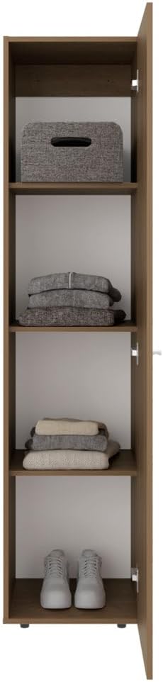 DEPOT E-SHOP Frisco 1 Door Wardrobe with Mirror and Vertical Storage Design, Natural Oak