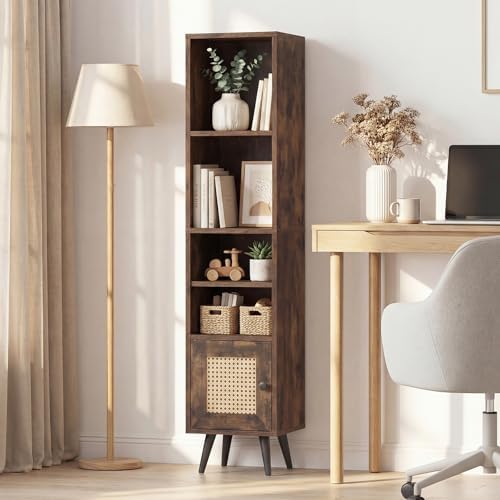 Giantex 6-Tier Tall Narrow Bookcase, 54 Inches Slim Storage Cabinet with Adju...