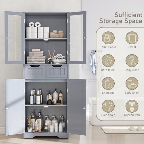 Betterhood 67" Tall Bathroom Storage Cabinet, Freestanding Cabinet with ...