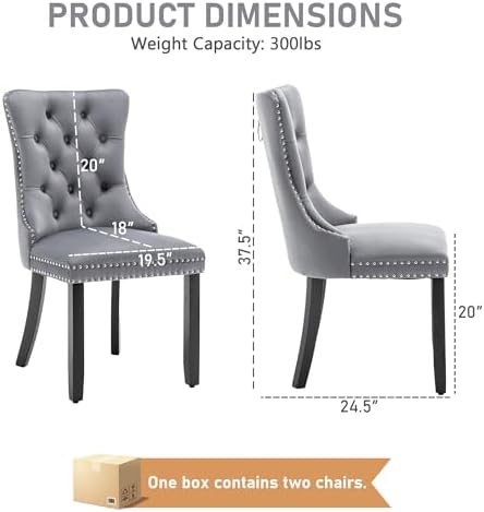Velvet Dining Chairs, Gray Dining Chairs Set of 2