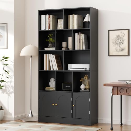 Housoul 71" Tall Bookshelf with 10 Cubes and 3 Doors, 4-Tier Bookshelf, ...