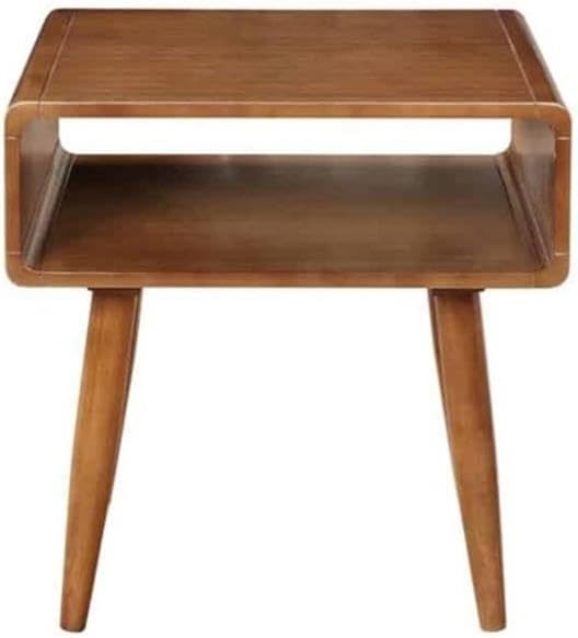 Pemberly Row Mid-Century 3-Piece Table Set, Solid Rubberwood, Rich Walnut Fin...