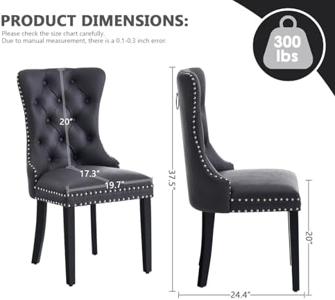 Leather Dining Chairs, Upholstered Dining Room Chairs, Black, Set of 6