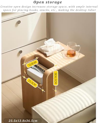 C-Shaped Sofa Side Table with Storage - Narrow End Table for Living Room &amp...