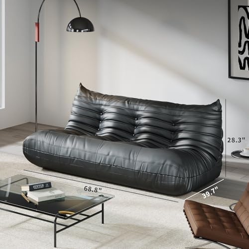 Comfy Lazy Floor Sofa Couch,Soft Armless Chair,Faux Leather Lounge Chair,Corn...