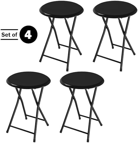 Folding Stool - Portable Backless 18” Stool with 225lb Capacity Set of 4