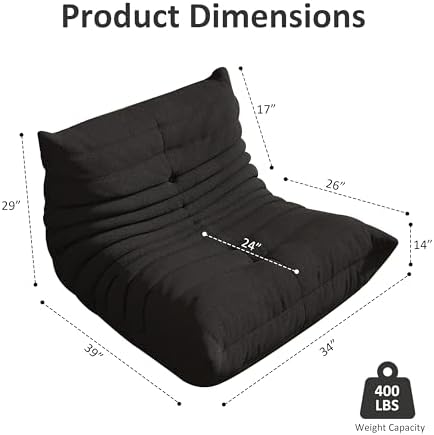Giant Bean Bag Chair for Adults,Comfy Lazy Fireside Accent Chair with Memory ...
