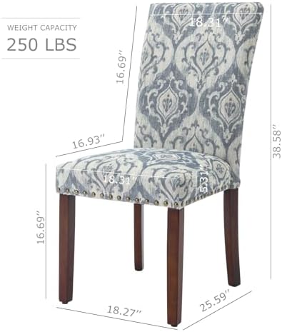 COLAMY High Back Dining Chairs Set of 4, Blue/White Flower